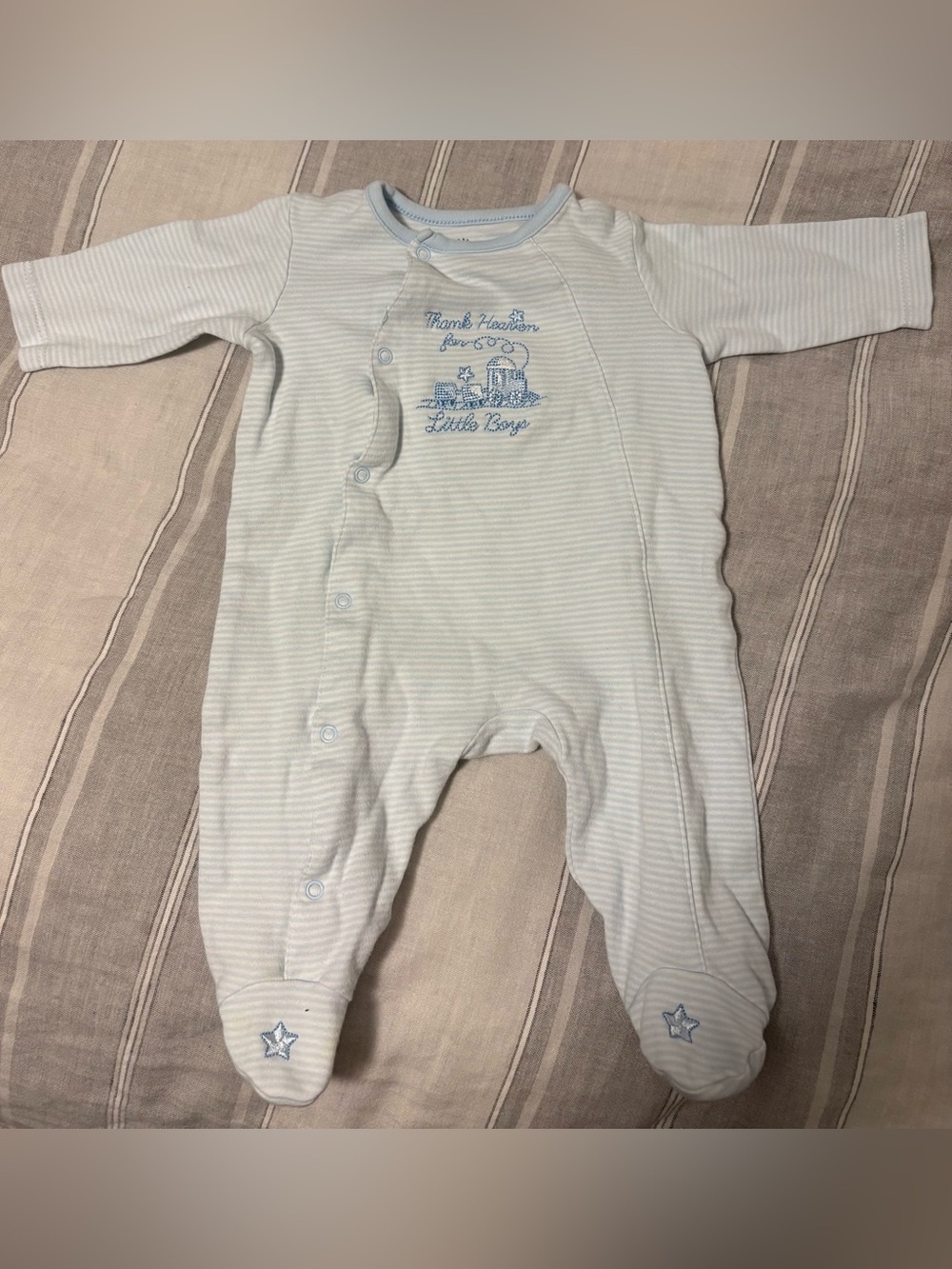 Little Me “Thank Heaven for Little Boys” Blue Footie Sleeper